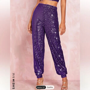 SHEIN Purple Sequin Jogger Pants